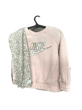 Nike Pink Girls' Crewneck Sweatshirt with Leopard Accent Leggings